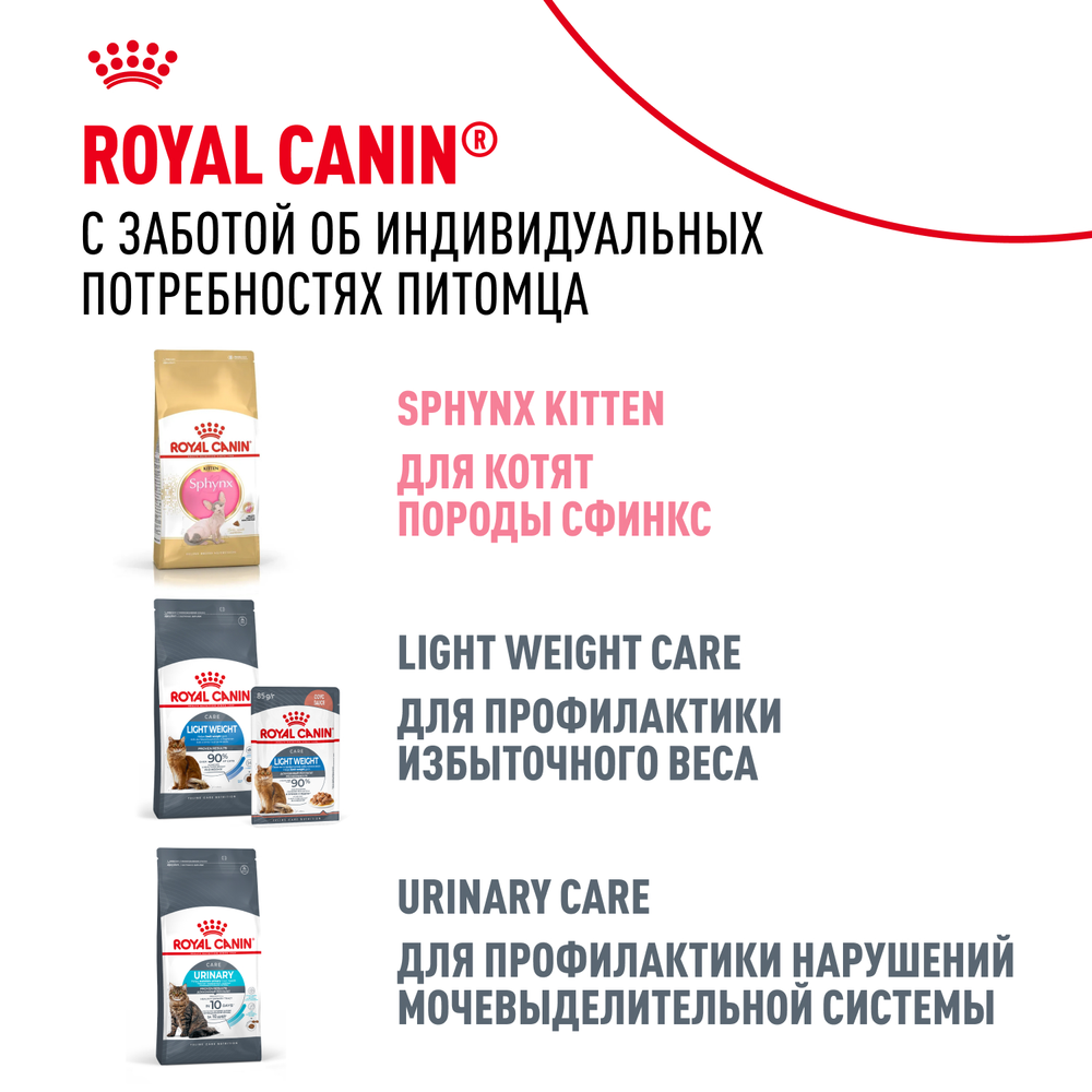 Royal Canin Sphynx Adult Сфинкс Эдалт Корм сухой сбалансированный для взрослых кошек породы Сфинкс от 12 месяцев 400г
