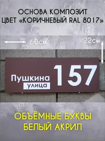 Адресная табличка на дом с объемными буквами