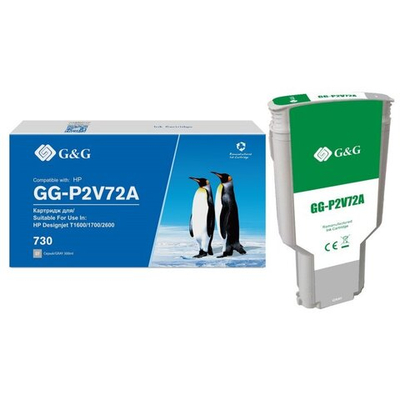 Картридж G&G аналог HP P2V72A (730) для DesignJet T1600/T1700/T2600, серый (300мл)