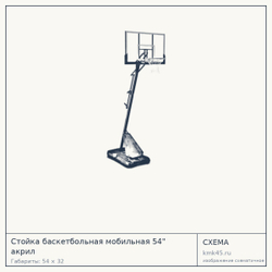 Стойка баскетбольная мобильная 54" акрил — от 210 000 ₽
