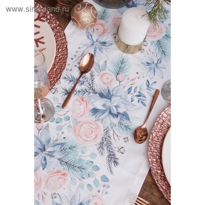 Дорожка на стол "Этель" Christmas flowers 30х70 см, 100% хл, саржа 190 гр/м2