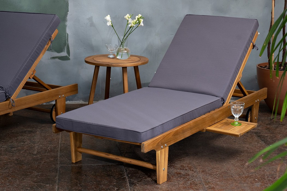 Шезлонг из акации Joygarden БУКА, Natural Teak, серый