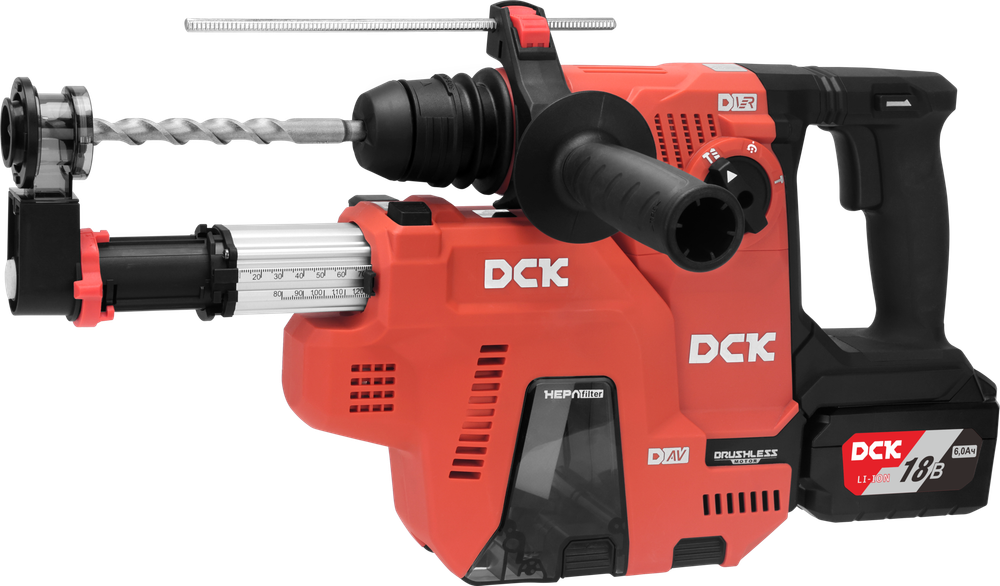 Перфоратор аккумуляторный бесщеточный DCK KRH20V-26, пылесборник, 18В. 2,8 дж, 2*6а/ч