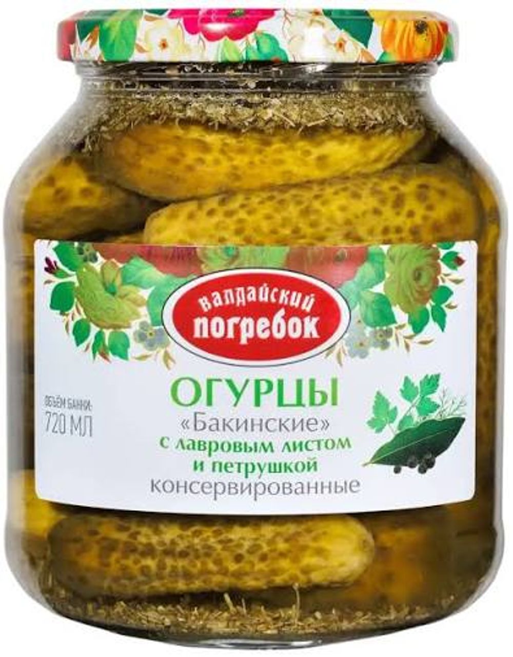 Огурцы Бакинскике конс-ые Валдайский погребок с лав листом и петрушкой 720мл ст/б