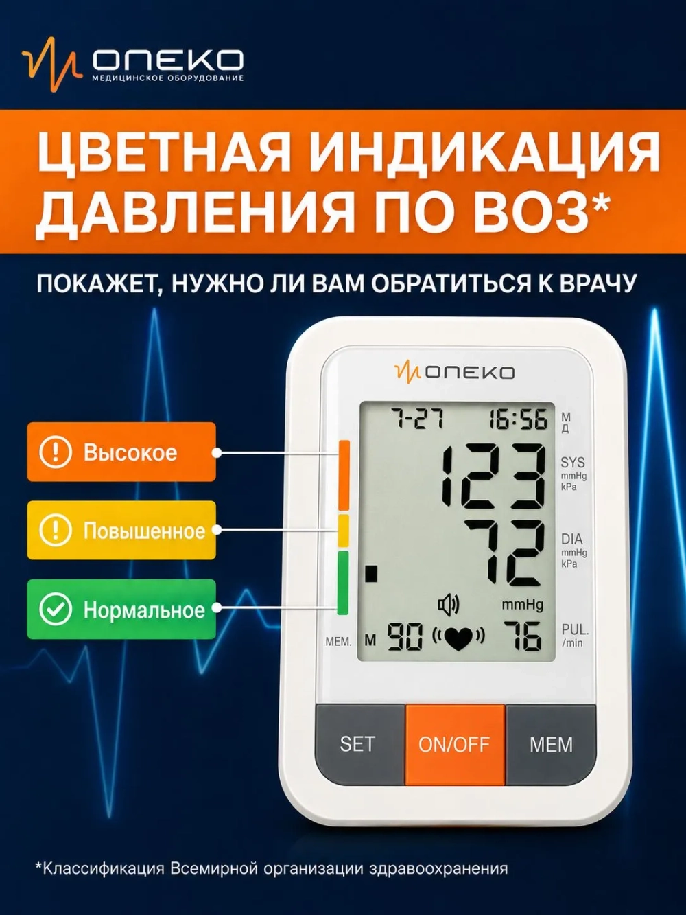 Тонометр автоматический плечевой Moneko PG-800B31 с манжетой