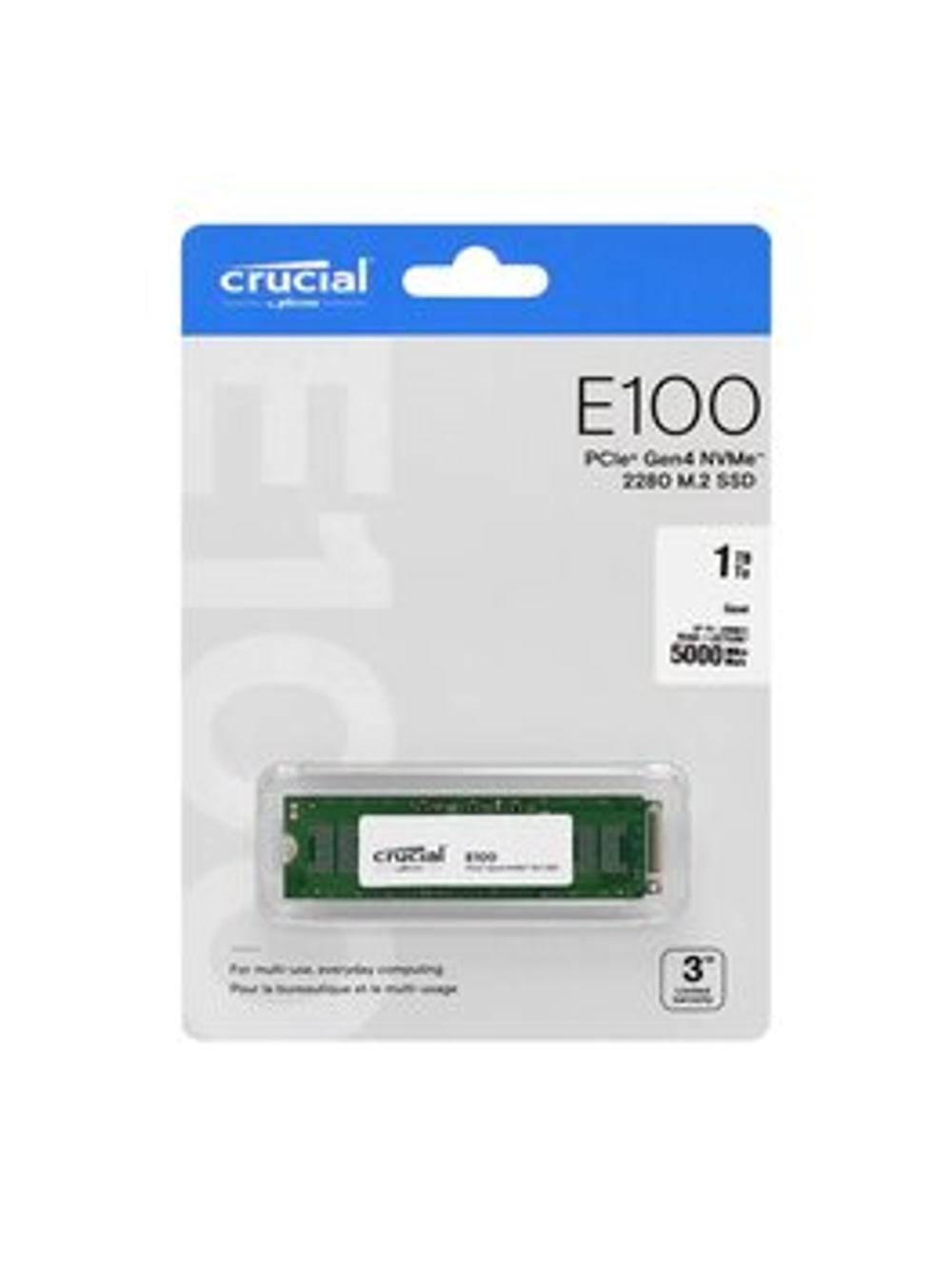 SSD CRUCIAL E100, 1 ТБ, M.2, PCIe 4.0, NVMe, CT1000E100SSD8