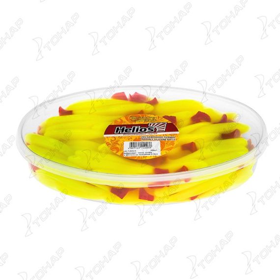 Виброхвост несъедоб. Jumbo 4,95'/12.5 см Acid lemon &amp; Red 100шт. (HS-7-029-N) Helios