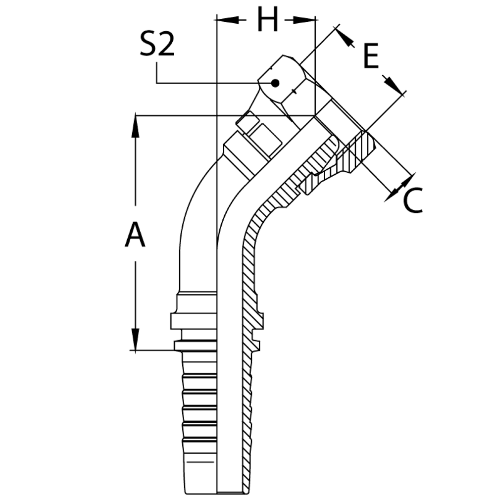 Фитинг DN 16 DK (Г) 27x1.5 (45) (накидная гайка)