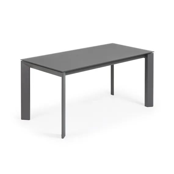Раздвижной стол Axis 160-220x90 см, черное стекло, черный каркас