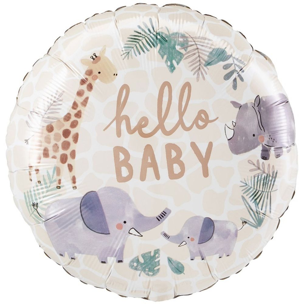Круг 18" HELLO BABY Жираф Слон Носорог An