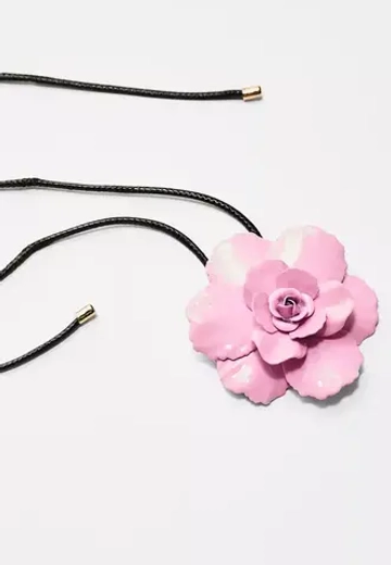 STRADIVARIUS Ожерелье на шнурке с контрастным цветком, розовый