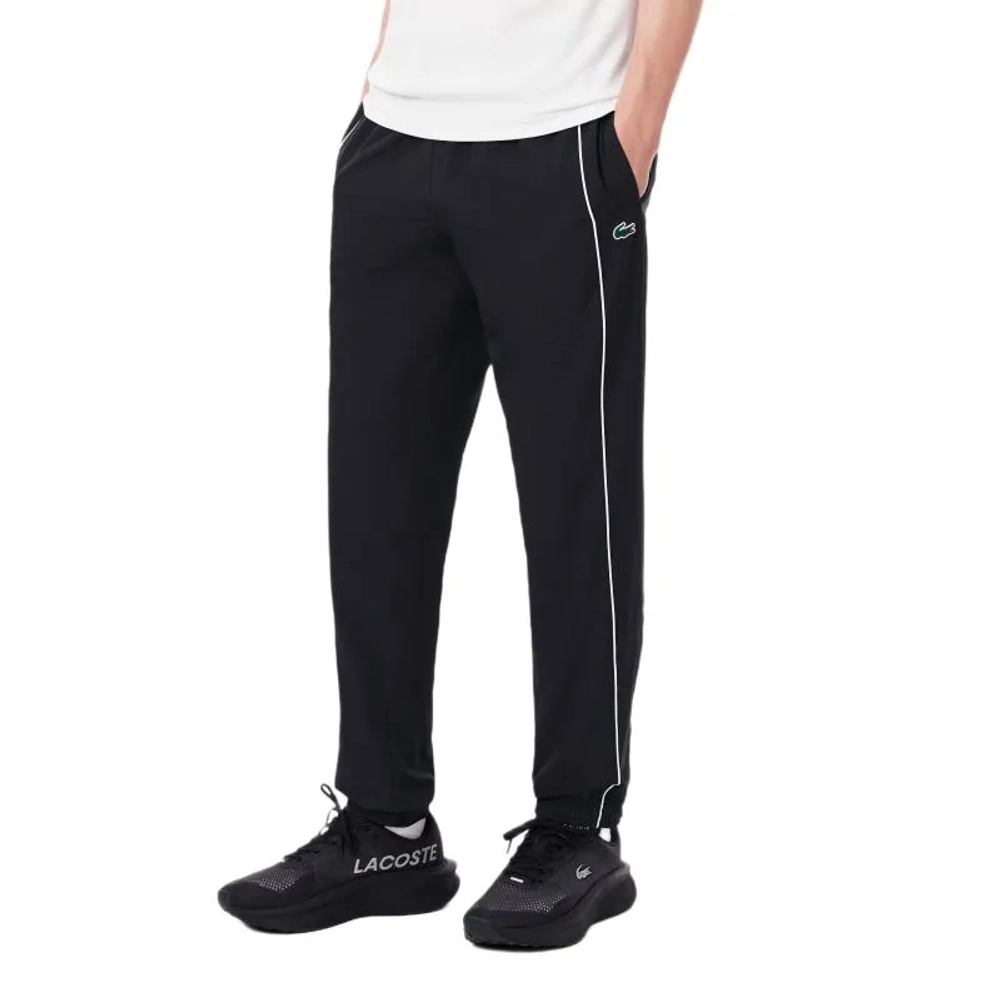 Мужские теннисные штаны Lacoste Water-Repellent Trim Accent Sport - black/white