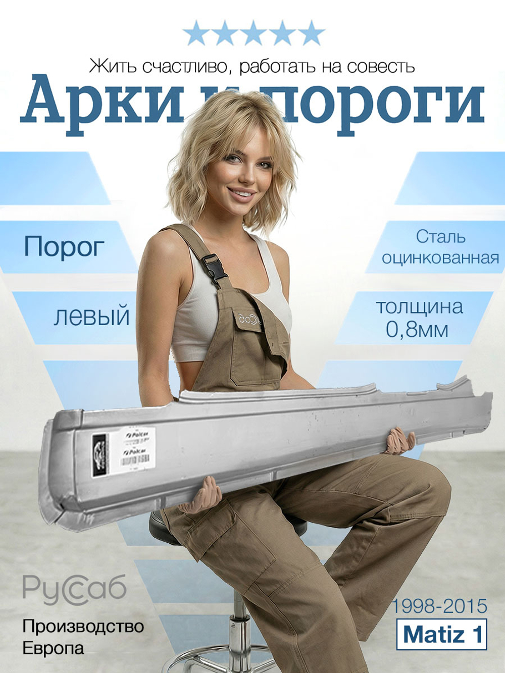 Порог левый Daewoo Matiz 1 1998-2015 (Potrykus)