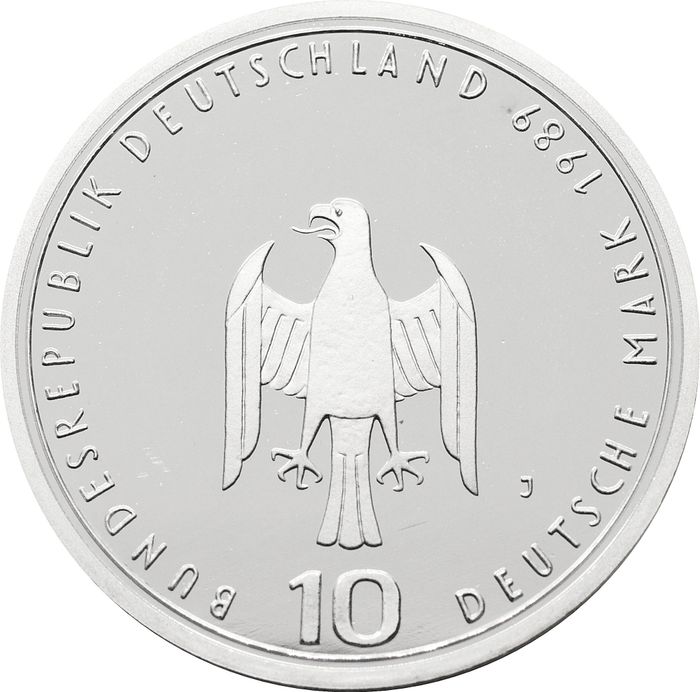 10 марок 1989 Proof Германия «800 лет Гамбургскому порту»