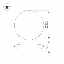 Светильник CL-FRISBEE-MOTION-R250-12W Day4000 (WH, 180 deg, 230V) (Arlight, IP54 Пластик, 3 года) 030094