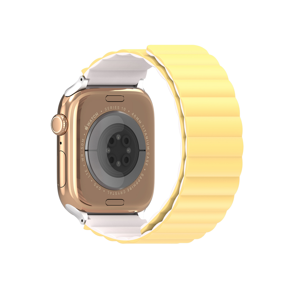 Ремешок магнитный двухсторонний от Dux Ducis для смарт часов Apple Watch размером 38, 40, 41 и 42мм, серия SD Series (два цвета Light Yellow и Starlight)