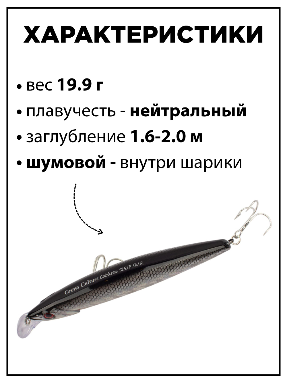 Воблер минноу Cablista 125SP SMR 19.9 г цвет #19