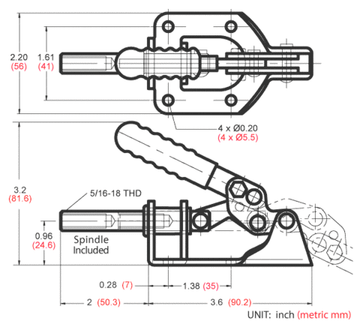 Шатунный зажим с прямым ходом, усилие 136кг, ход 32мм WOODWORK GH-302-FM