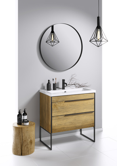 AQ RM0208BLK RM Зеркало в металлической раме, чёрный, Ø800 мм