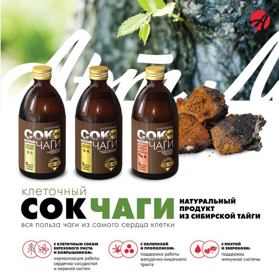 Сок Чаги клеточный с облепихой и прополисом