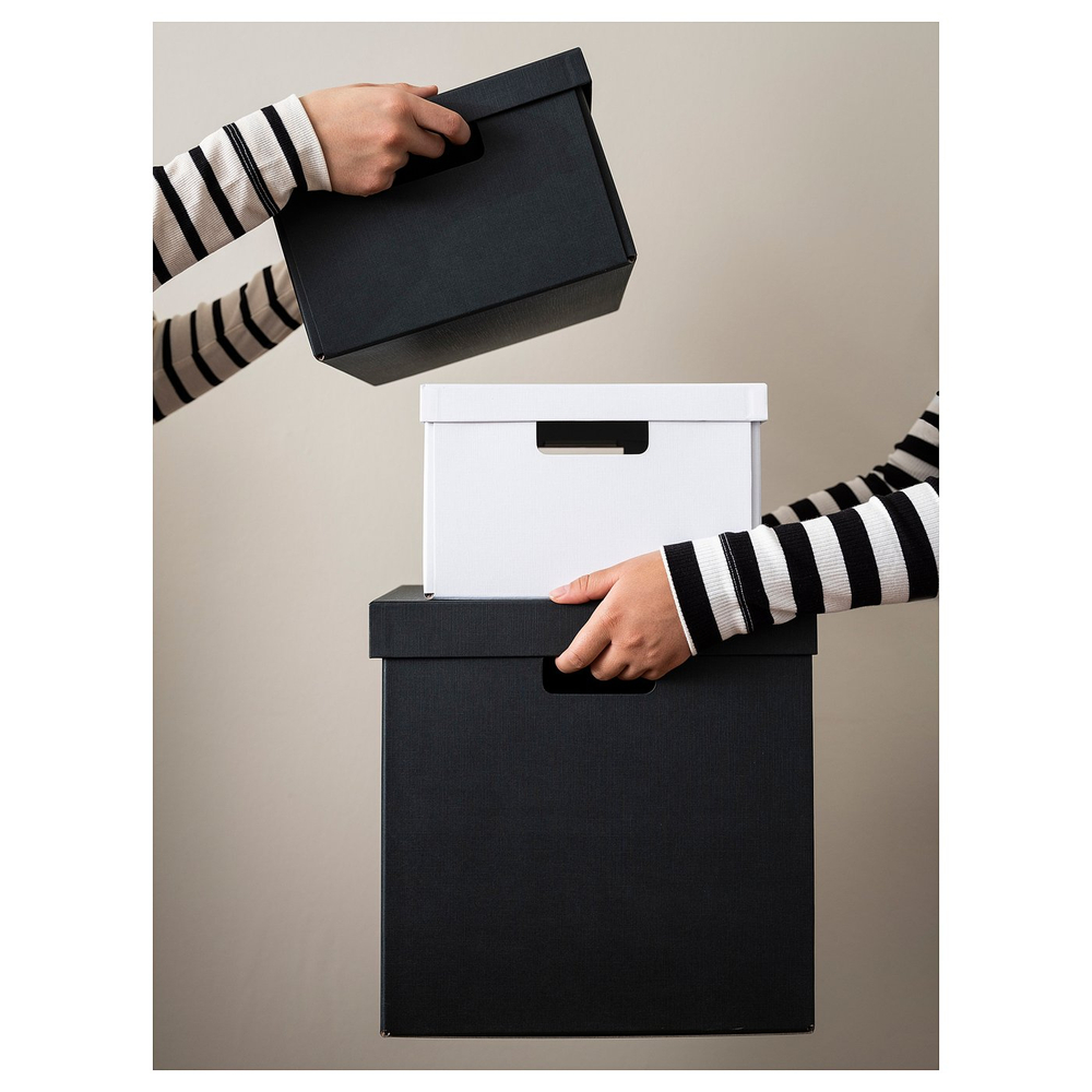 IKEA FJÄDERHARV  (ИКЕА ФЙЭДЕРХАРВ)  -  Контейнер с крышкой - белый 25х35х16 см