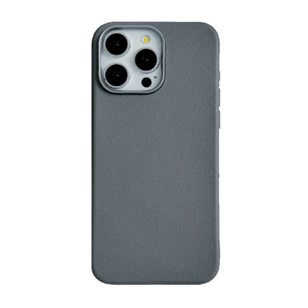 Чехол пластиковый для iPhone 16 Pro Светло-серый, имитация кожи