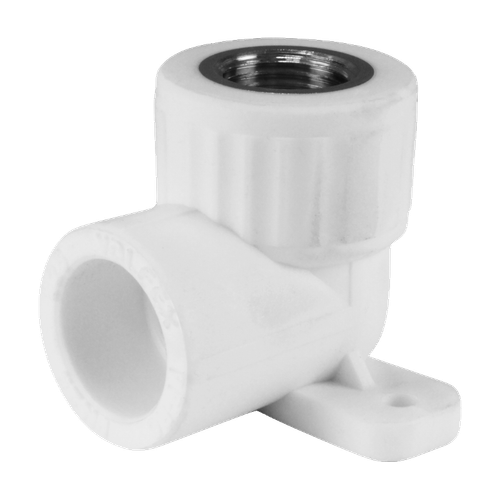 Угольник PP-R комбинированный белый ВР Дн 20х1/2" с креплением VALFEX 10120020