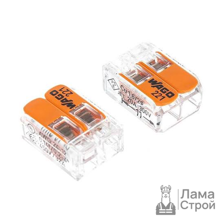 Клемма соединительная WAGO 221-412 2-проводная 4 мм 100 шт прозрачная