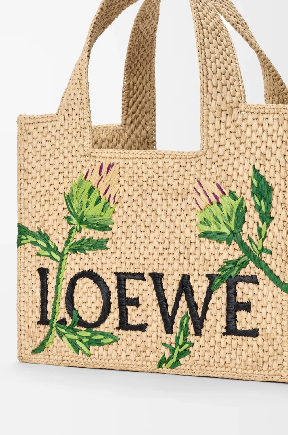 Loewe Мини-сумка Font из рафии, натуральный/зеленый