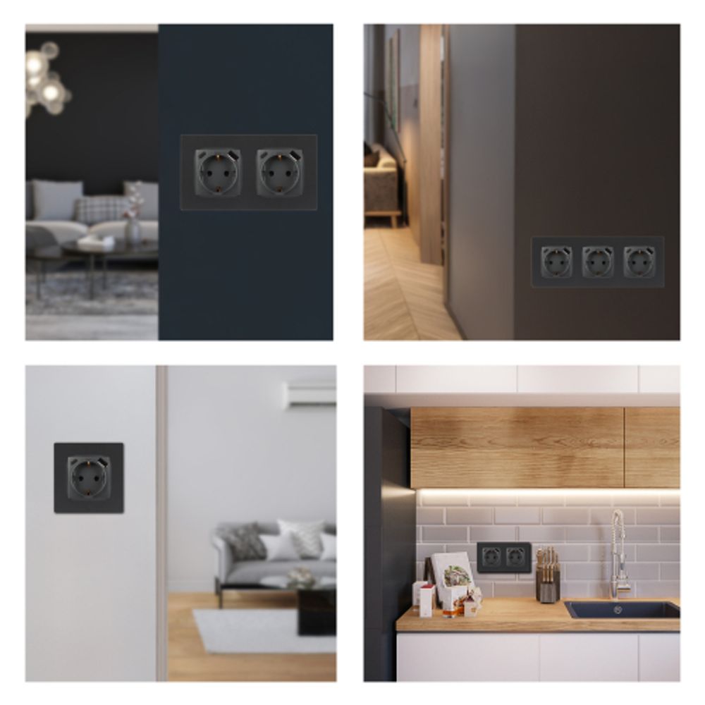 Розетка ЭРА Серия 12 12-4108-12 2P+E 16A-250В со шторками с USB type-A+C 5В-3А графит | Эра 12