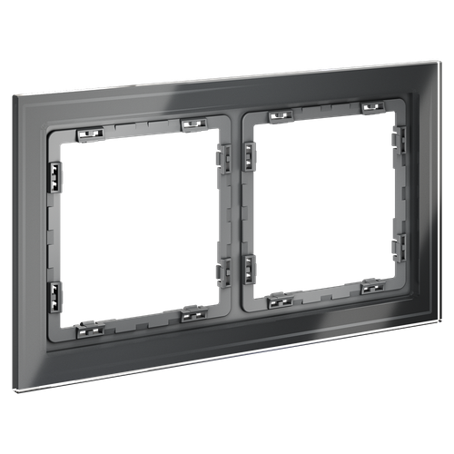 Рамка стеклянная на 2 поста, (графит, стекло) Voltum S70 VLS110207
