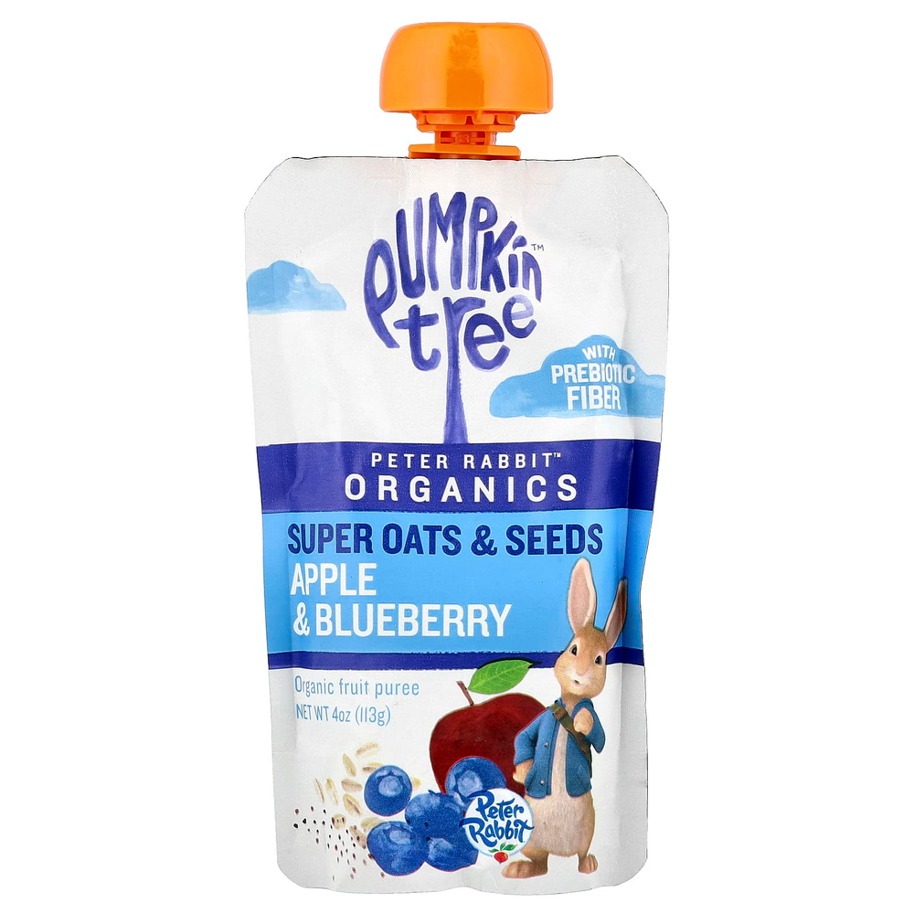 Pumpkin Tree Organics, Peter Rabbit™ Organics, органическое фруктовое пюре, овсяные хлопья и семена, яблоко и голубика, 113 г (4 унции)
