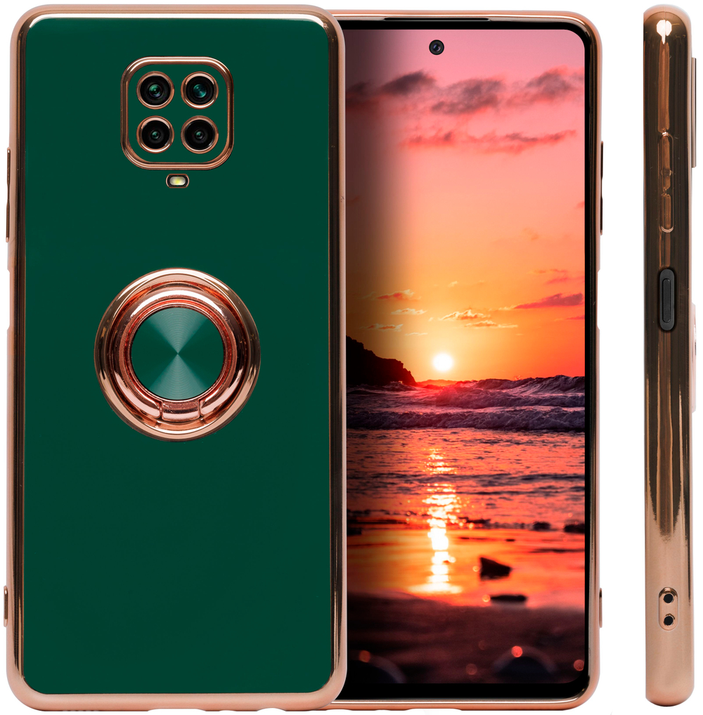 Стильный глянцевый чехол для XIAOMI REDMI NOTE 9 PRO/ 9S/ POCO M2 PRO с кольцом-подставкой и бархатной подкладкой