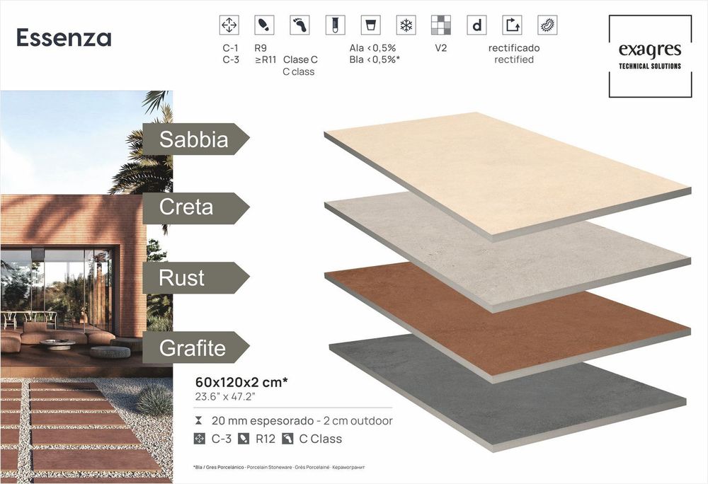 Terraslab, Essenza Sabbia Base C3 600х1200х20мм 1шт/уп - керамогранит уличный