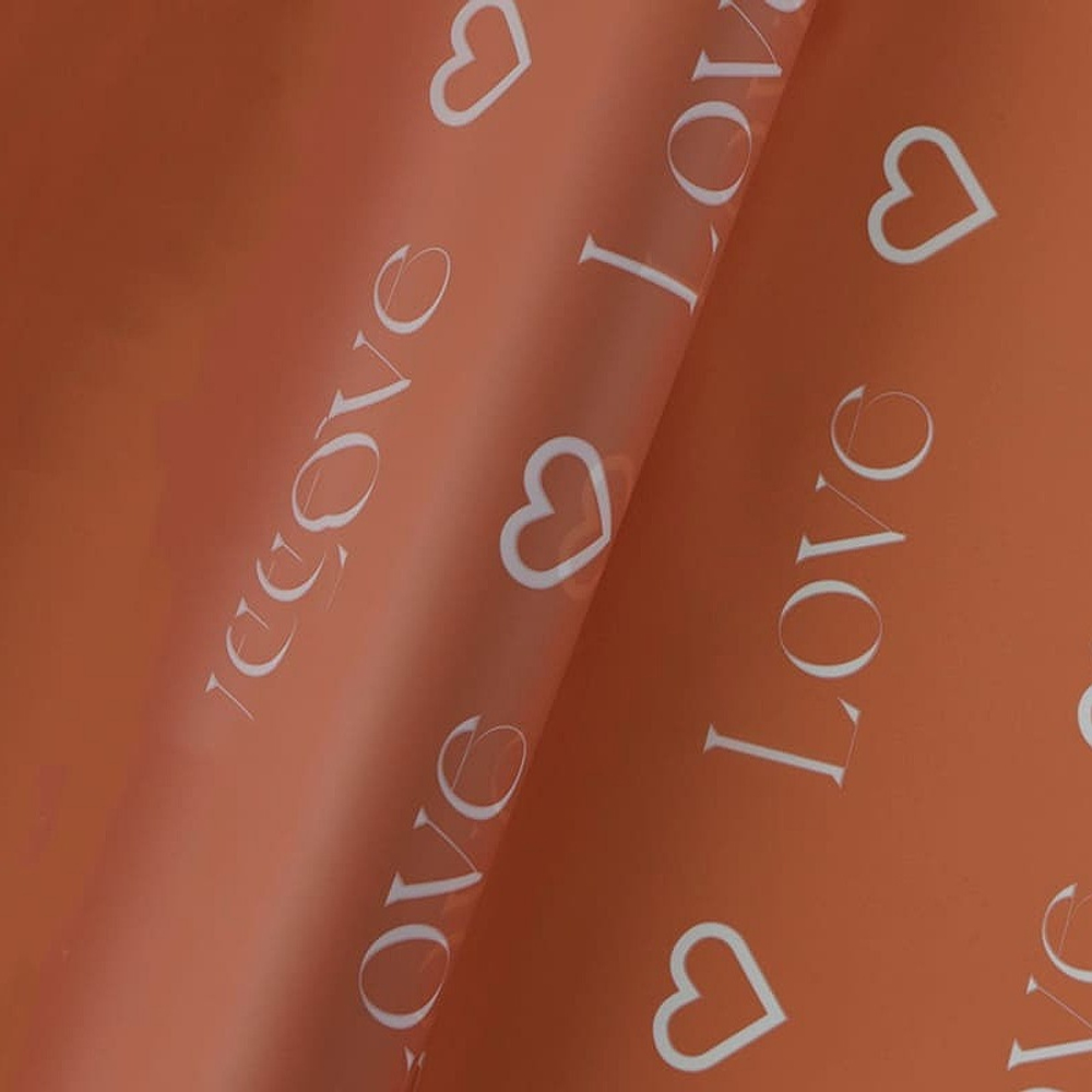 Пленка матовая "LOVE" 58*10м ОРАНЖЕВЫЙ