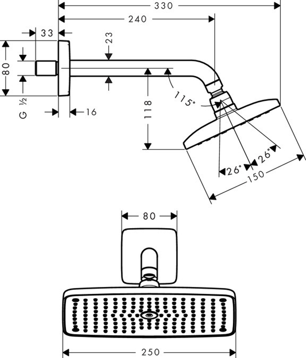 Верхний душ Hansgrohe Raindance E 240 AIR 1jet 27370000