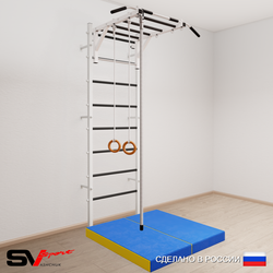 Шведская стенка Sv Sport усиленная 6334 (Турник рукоход/Канат/Кольца/Мат 1м)