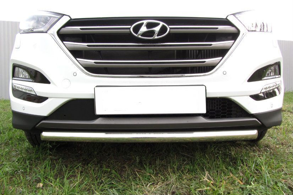 Защита переднего бампера (нержавейка) Hyundai Tucson 4WD (2015-2018) d57 (черный)