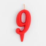 Свеча для торта цифра "Овал" "9", красная, 5,5 см