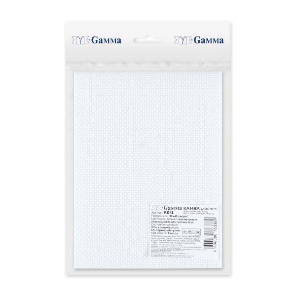 Канва Aida 11 ct, 30х40±2 см, белый с перламутровым люрексом, Gamma
