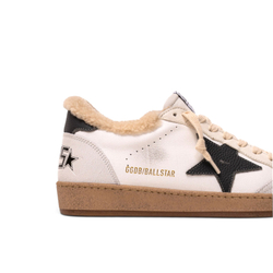 Men’s Ball Star Shearling in White Nappa Leather With Black Leather Star and Heel Tab