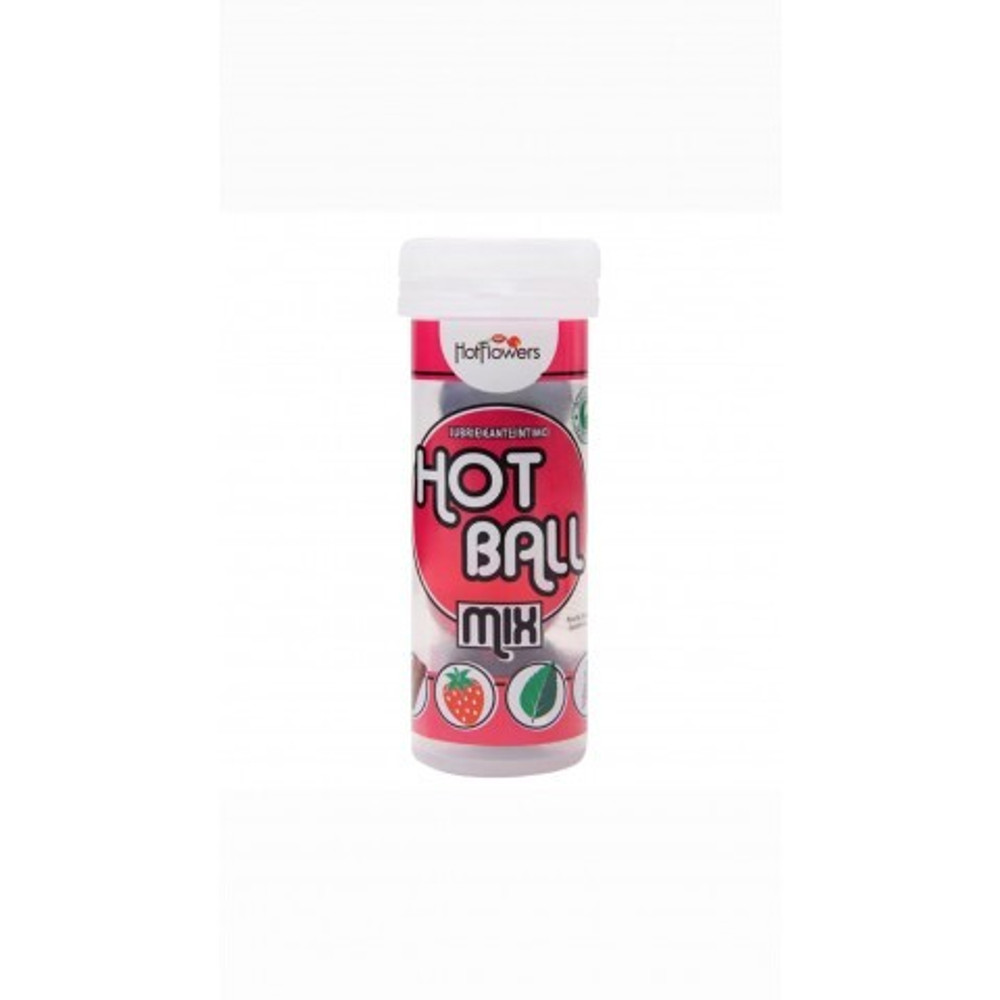 Лубрикант HOT BALL MIX на масляной основе в виде 4 шариков (мята, шоколад, клубники)