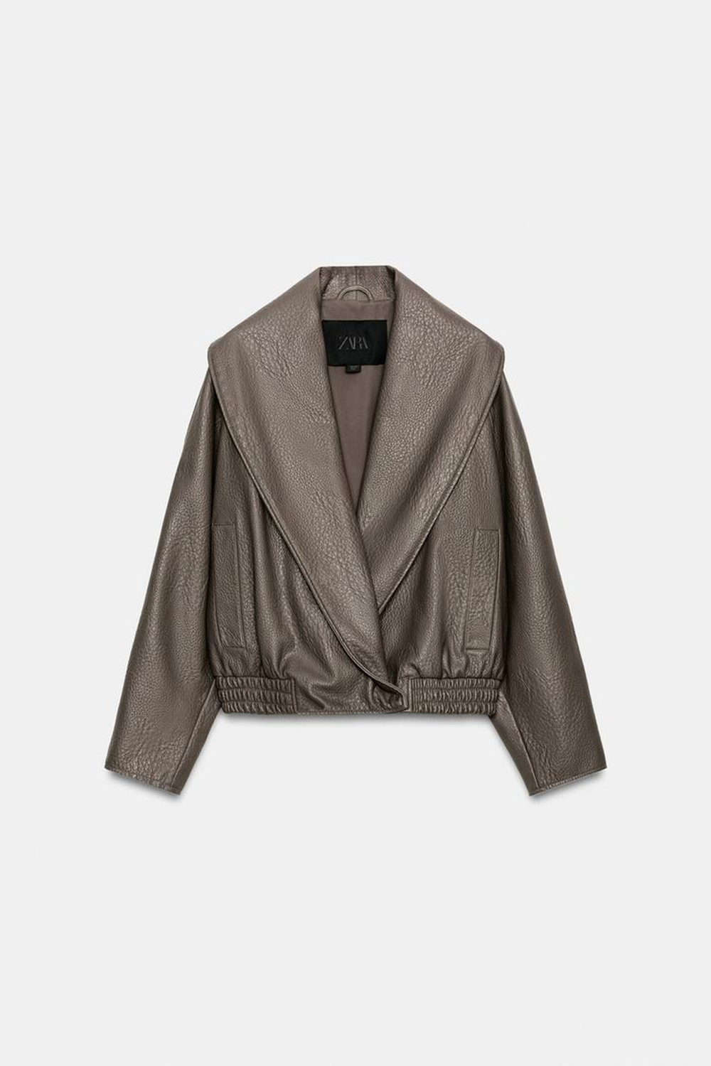 ZARA КУРТКА ИЗ ИСКУССТВЕННОЙ КОЖИ — ZW COLLECTIO, СЕРЫЙ