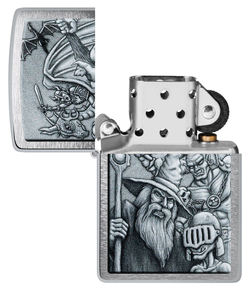 Зажигалка ZIPPO Мифические существа с покрытием матовый хром | Mystical Beings Design Brushed Chrome