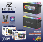 Портативная колонка FaizFull FK90, 100W, BT5.0, 6000mAh, IPX5, 2 беспроводных микрофона Black