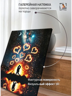 Картина "Пламя любви", для интерьера 50х70см 1шт., на деревянном подрамнике