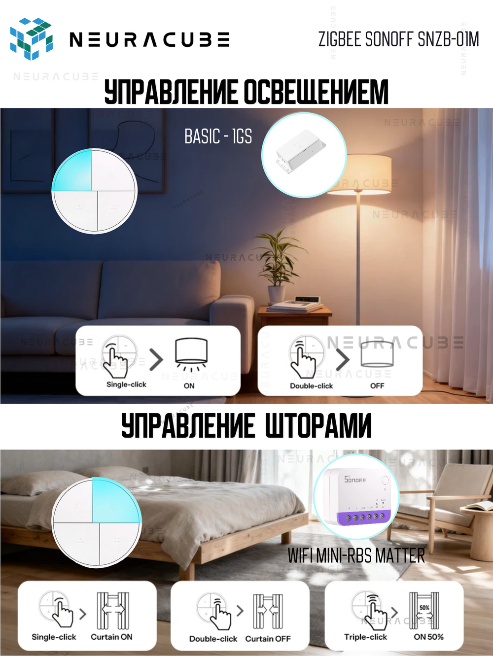 Zigbee Беспроводная кнопка Sonoff SNZB-01M