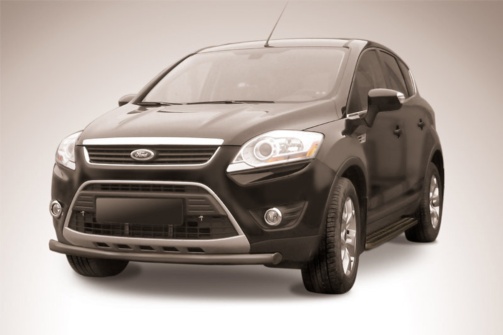 Защита переднего бампера (нержавейка) Ford Kuga (2008-2013) d57 (черный)