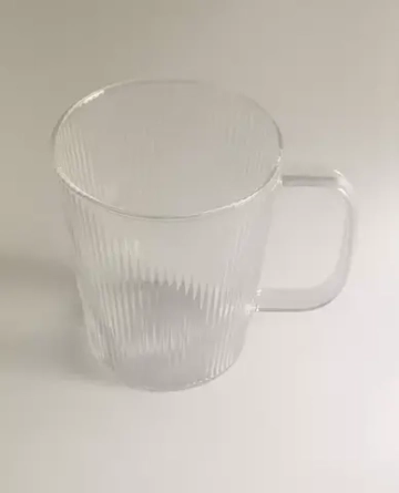 ZARA HOME КРУЖКА ИЗ ТЕРМОСТОЙКОГО СТЕКЛА С УЗОРОМ В ПОЛОСКУ, ПРОЗРАЧНЫЙ
