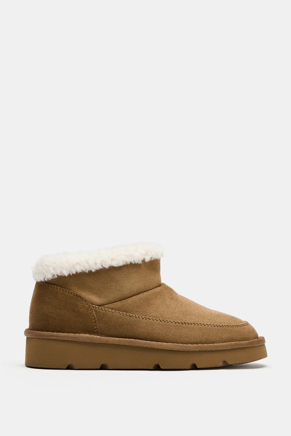 ZARA БОТИНКИ С ПОДКЛАДКОЙ ИЗ ИСКУССТВЕННОЙ ОВЧИНЫ, КОРИЧНЕВЫЙ